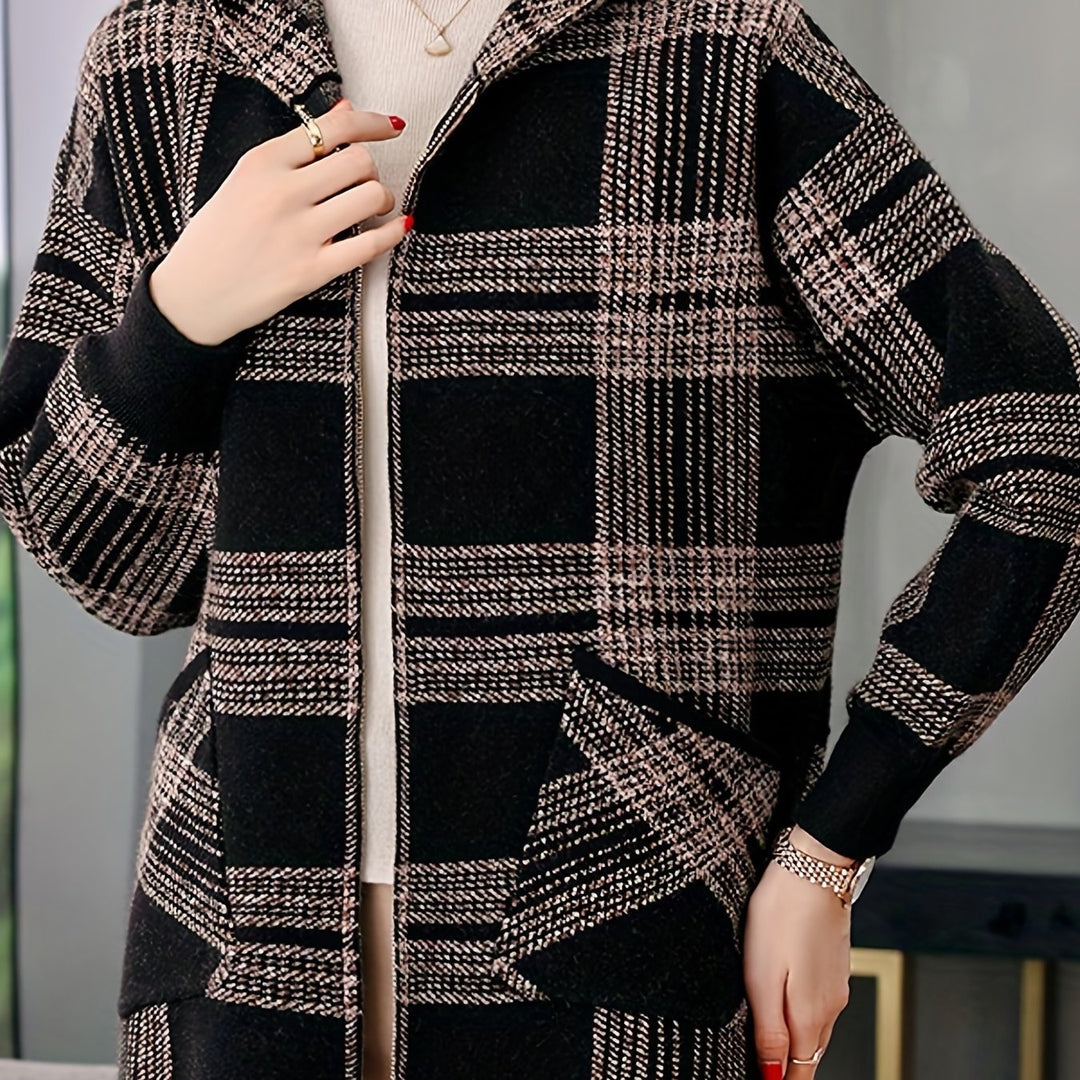 Rosanna | Hooded Checked Zip Jacket