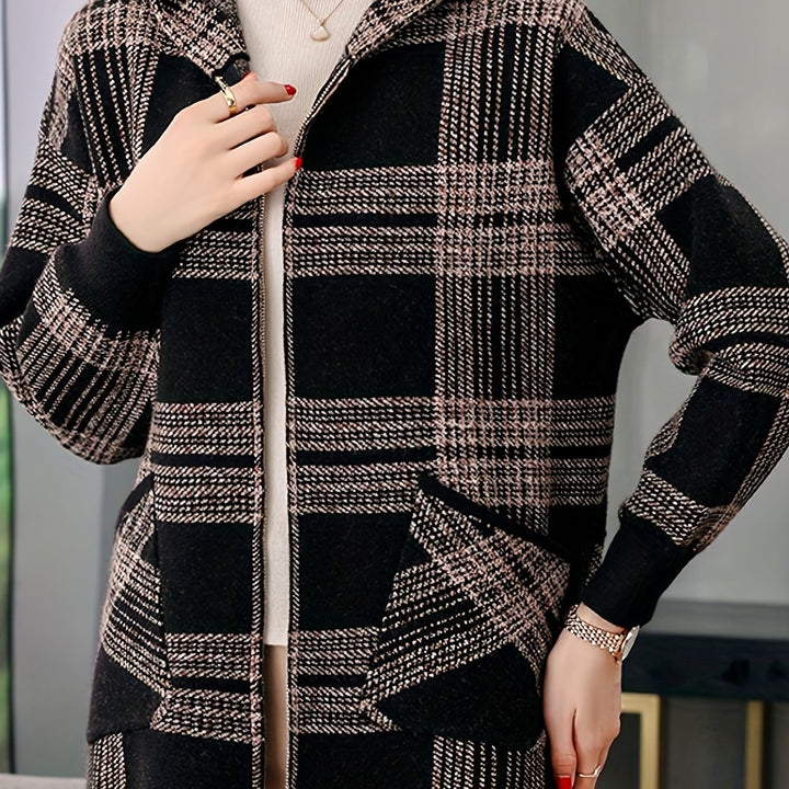 Rosanna | Hooded Checked Zip Jacket