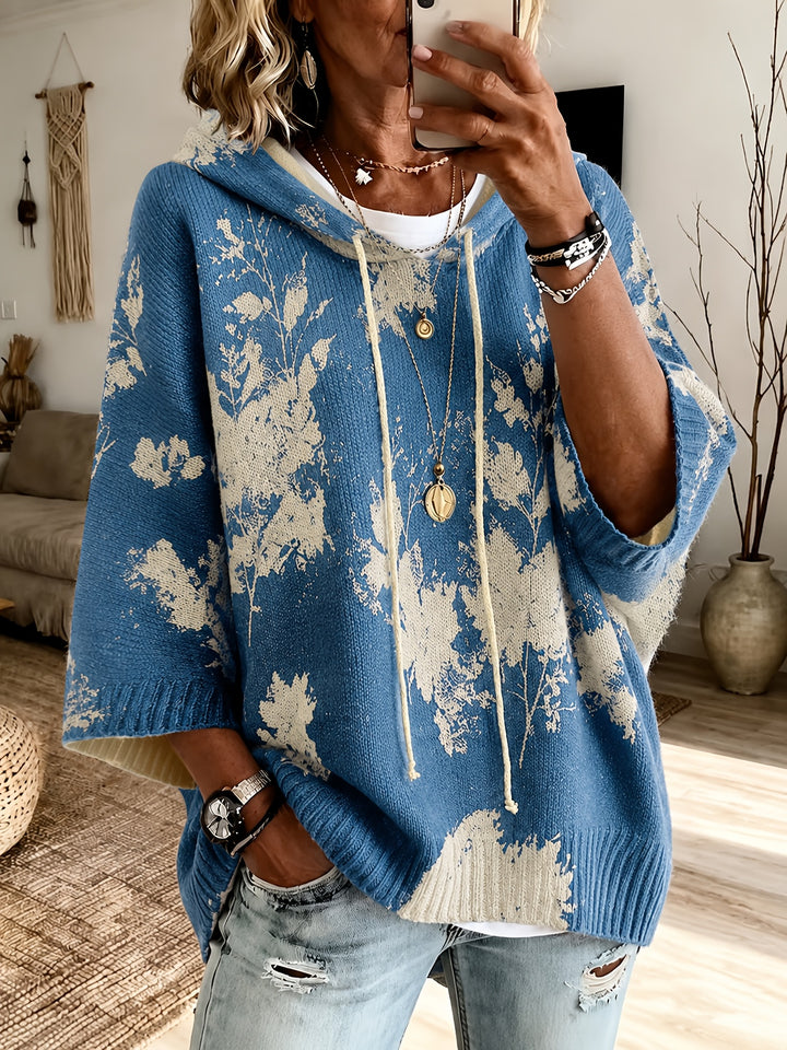 Winifred | Hooded Floral Cape Sweater