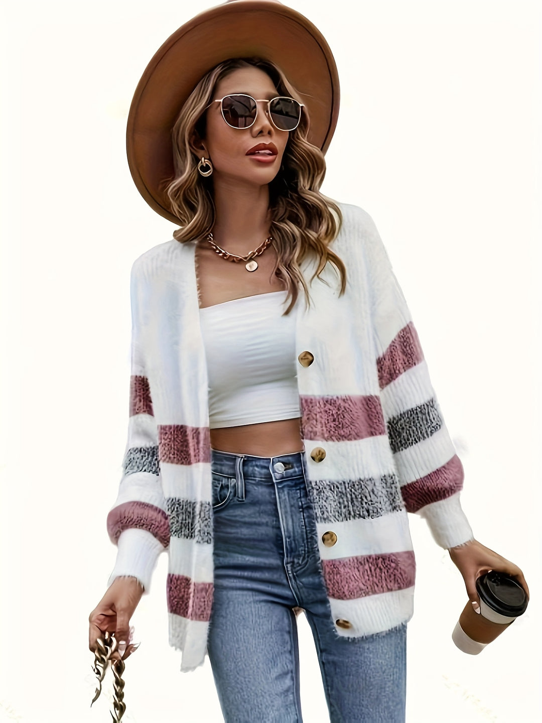 Hattie | Striped Open-Front Cardigan