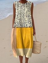 Julieta | Polka Dots Color Block Midi Dress