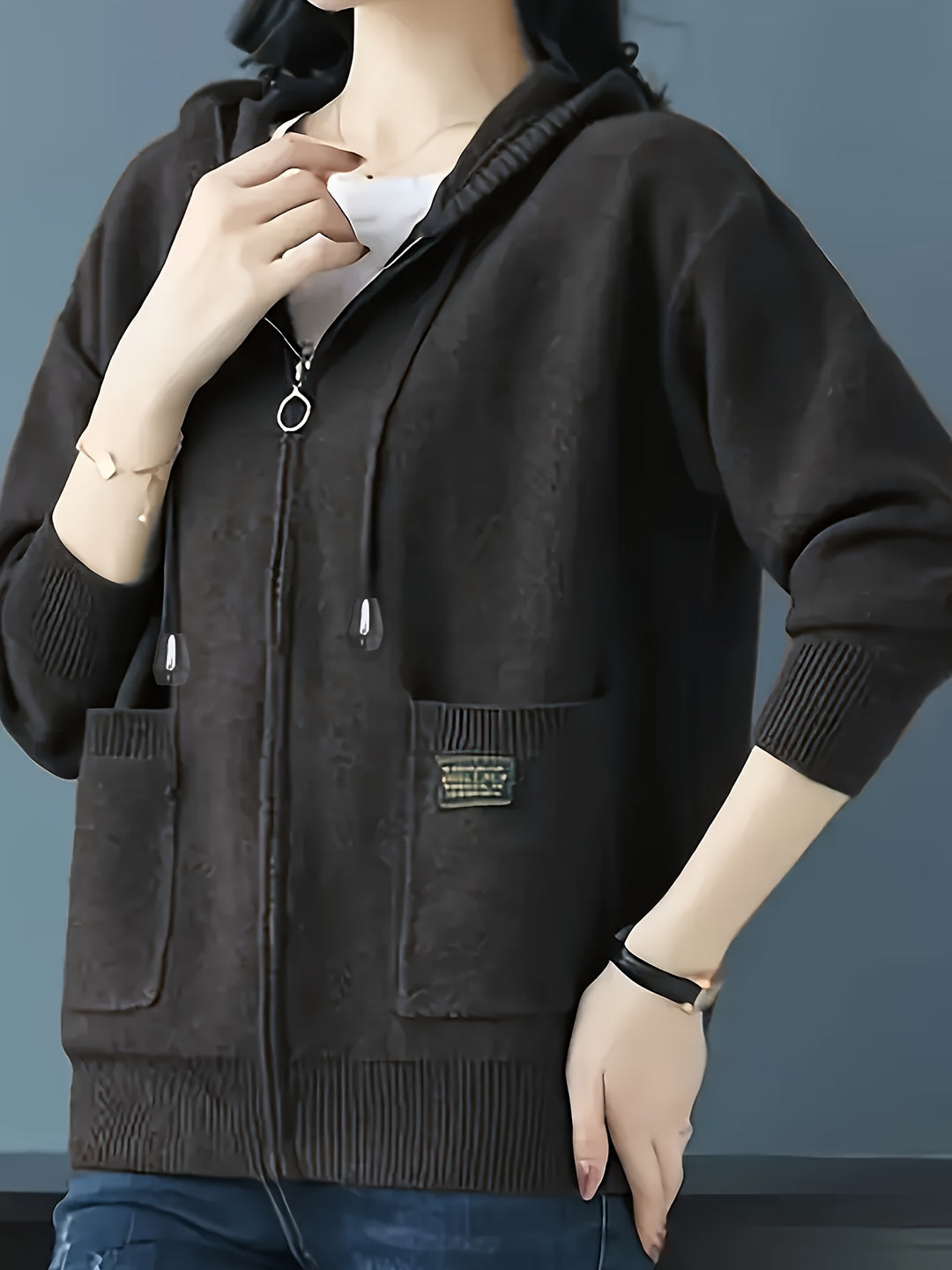 Rowena | Cozy Zip-Up Hooded Cardigan