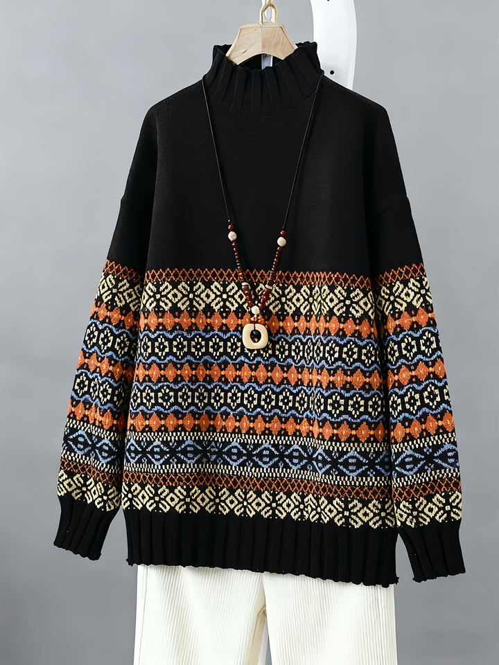Thea | Vintage Jacquard Loose-Fit Sweater