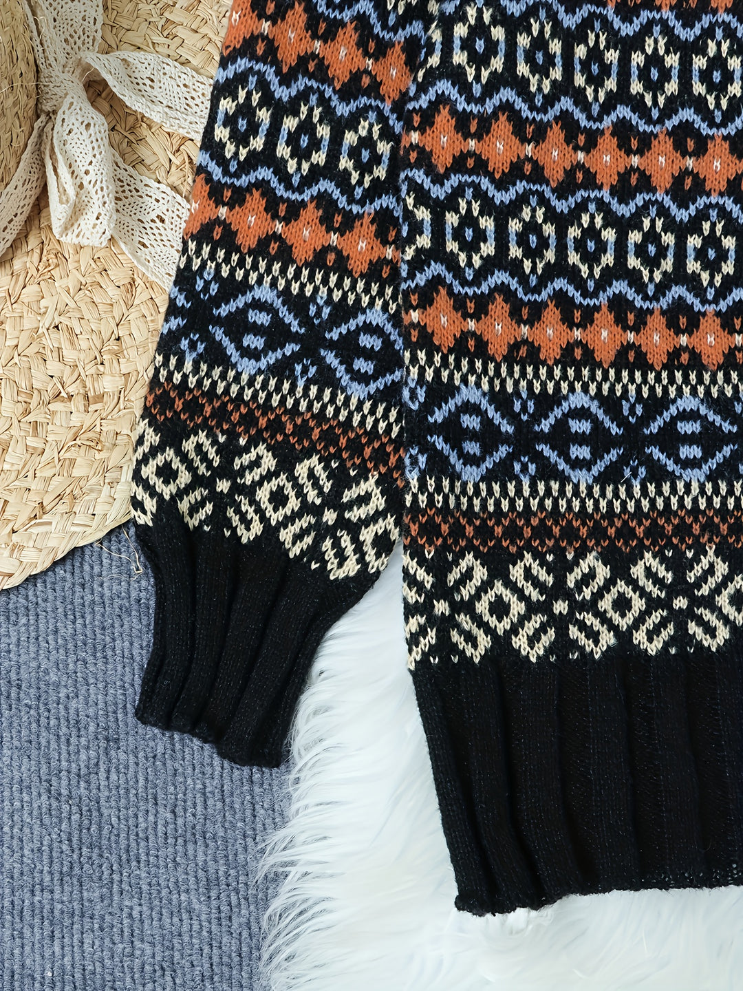 Thea | Vintage Jacquard Loose-Fit Sweater