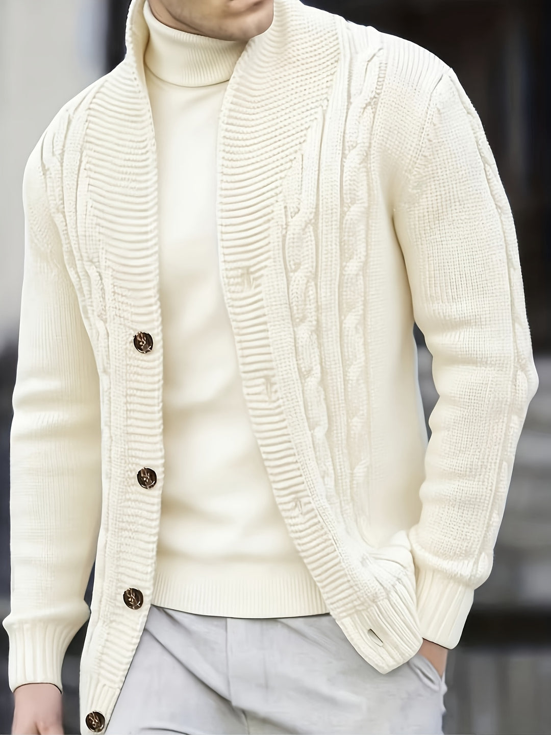 Trevor | Cable-Knit Button Cardigan