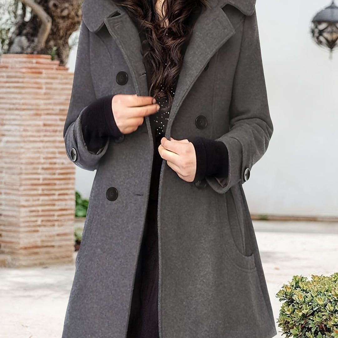 Rosanna | Hooded Double-Breasted Mid-Length Coat