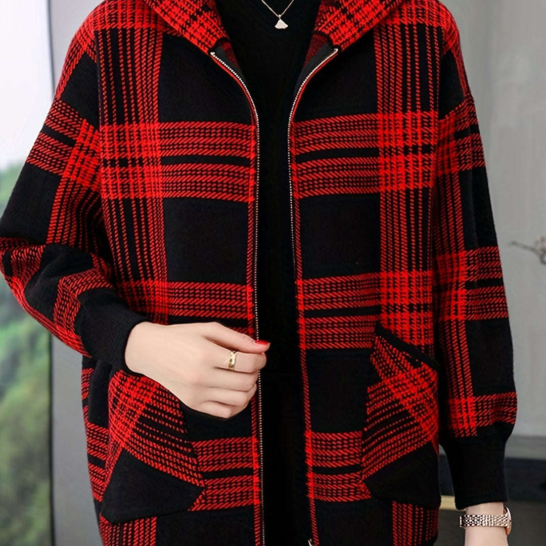 Rosanna | Hooded Checked Zip Jacket
