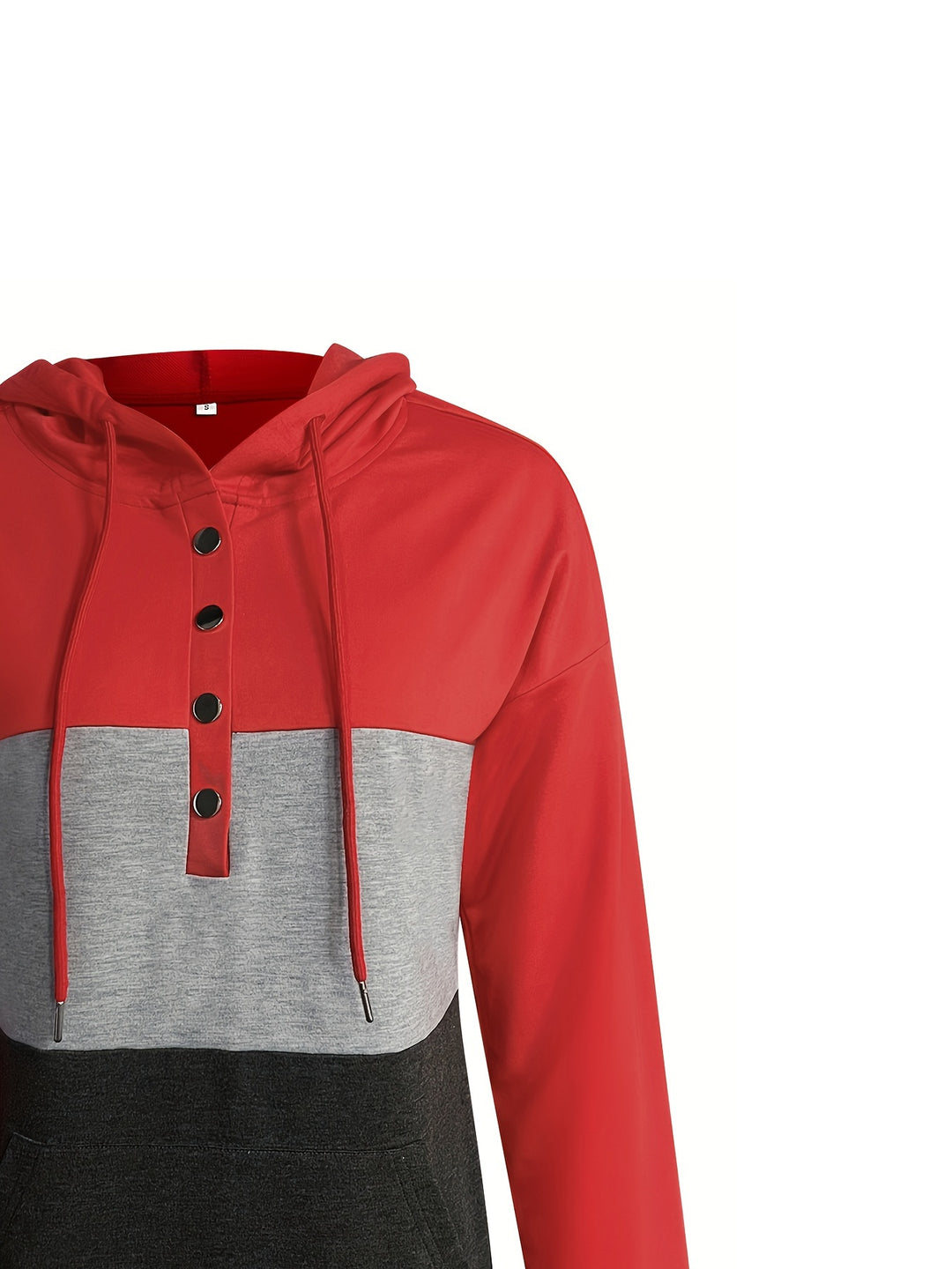 Melanie | Color Block Button-Neck Hoodie