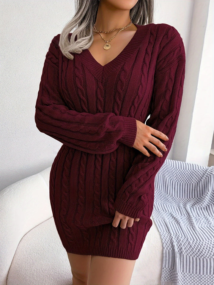 Felicity | Cable-Knit Peplum Sweater Dress