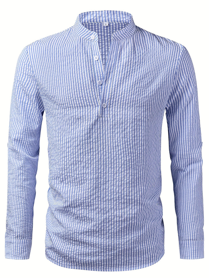 Nathaniel | Coastal Striped Henley Shirt