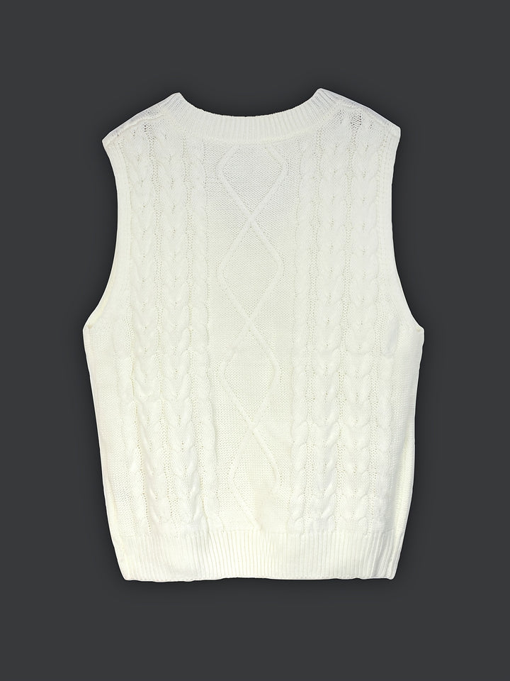 Cora | Cozy Cable-Knit V-Neck Sweater Vest