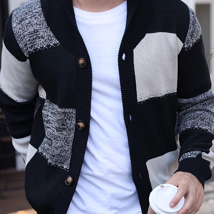 Vincent | Color-Blocked Button-Up Cardigan
