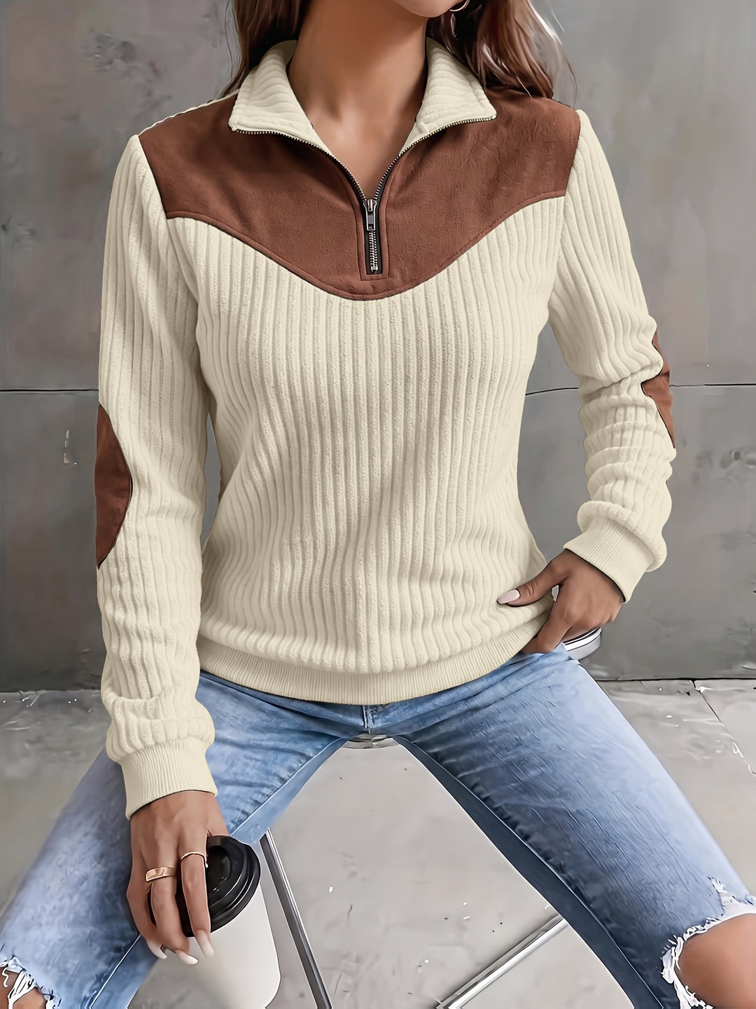 Lucinda | Ribbed Quarter-Zip Pullover