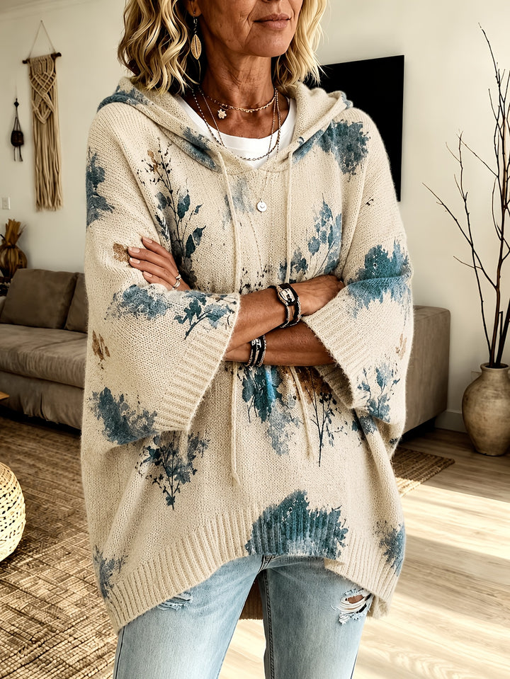 Winifred | Hooded Floral Cape Sweater