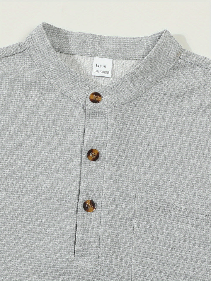 Jonathan | Textured Long Sleeve Henley Shirt