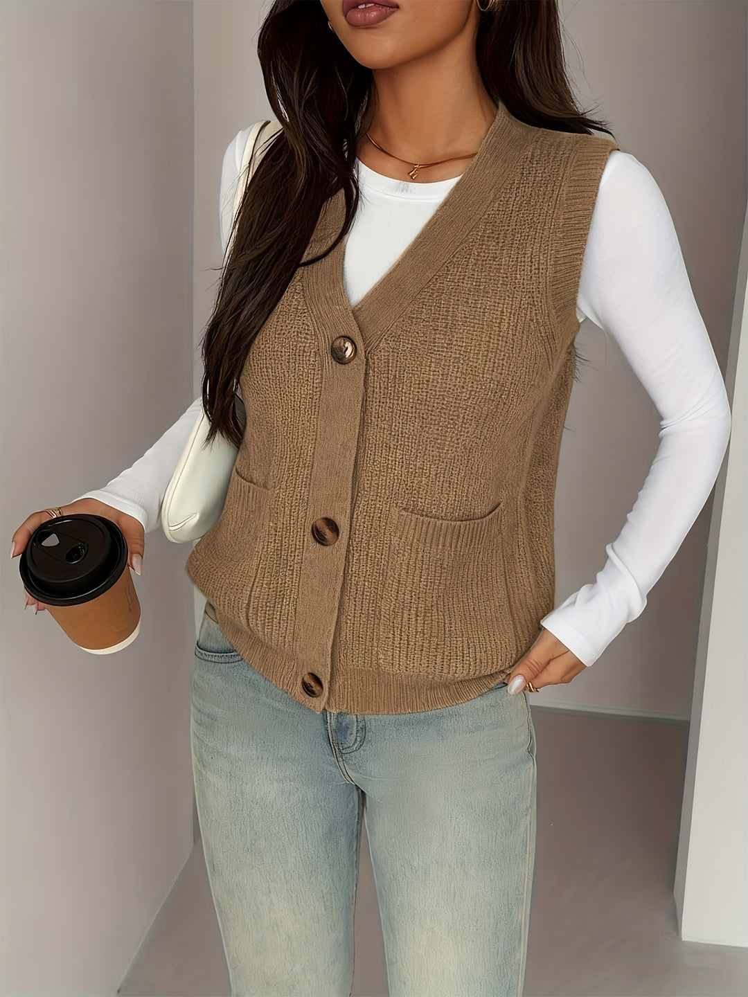 Miriam | Buttoned V-Neck Knit Vest
