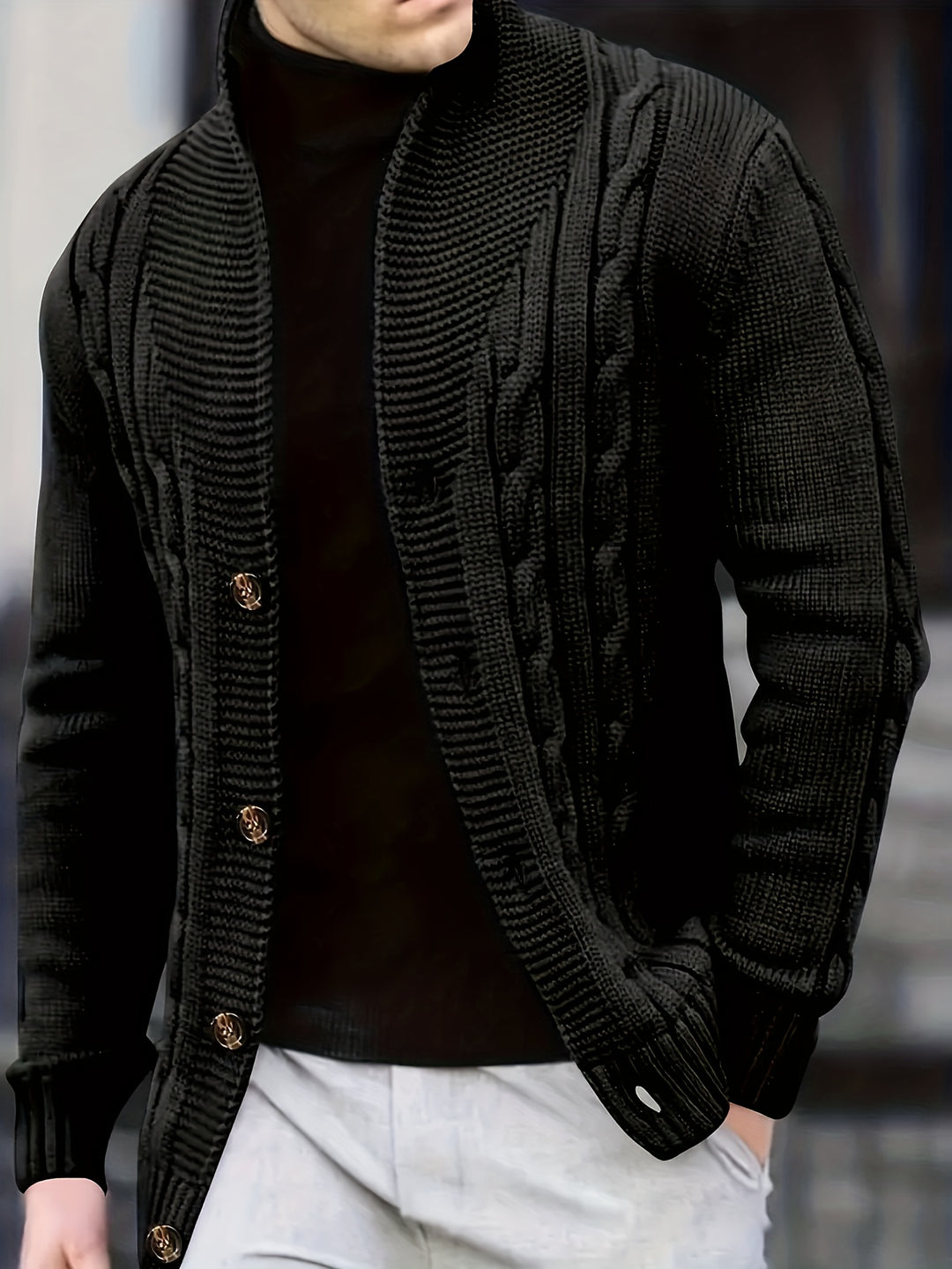 Trevor | Cable-Knit Button Cardigan