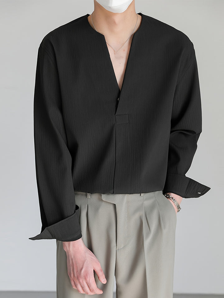 Franklin | Collarless V-Neck Shirt