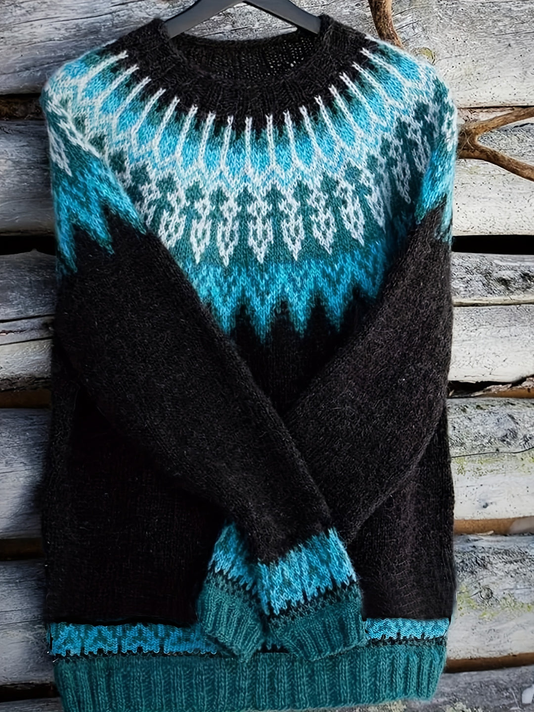 Brenna | Chunky Jacquard Round Neck Sweater