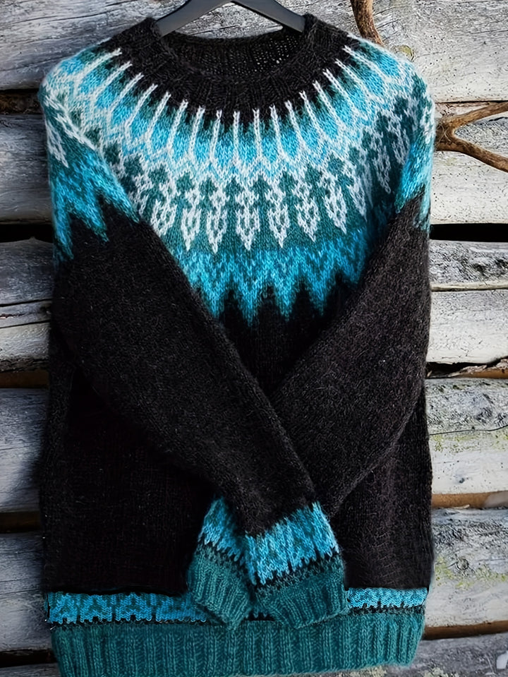 Brenna | Chunky Jacquard Round Neck Sweater
