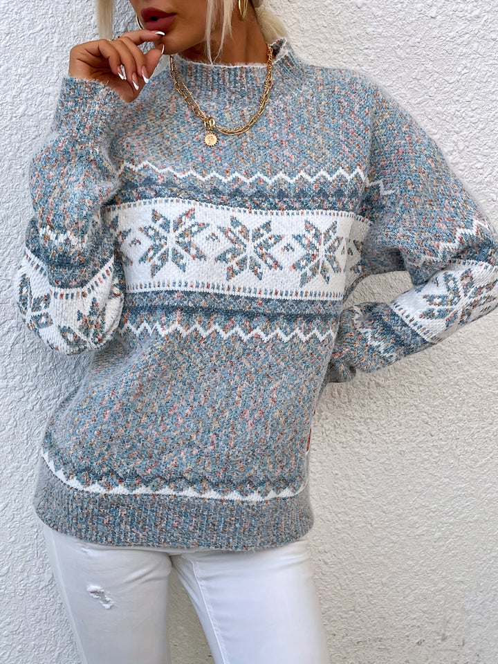 Tamsin | Cozy Snowflake Mock-Neck Sweater