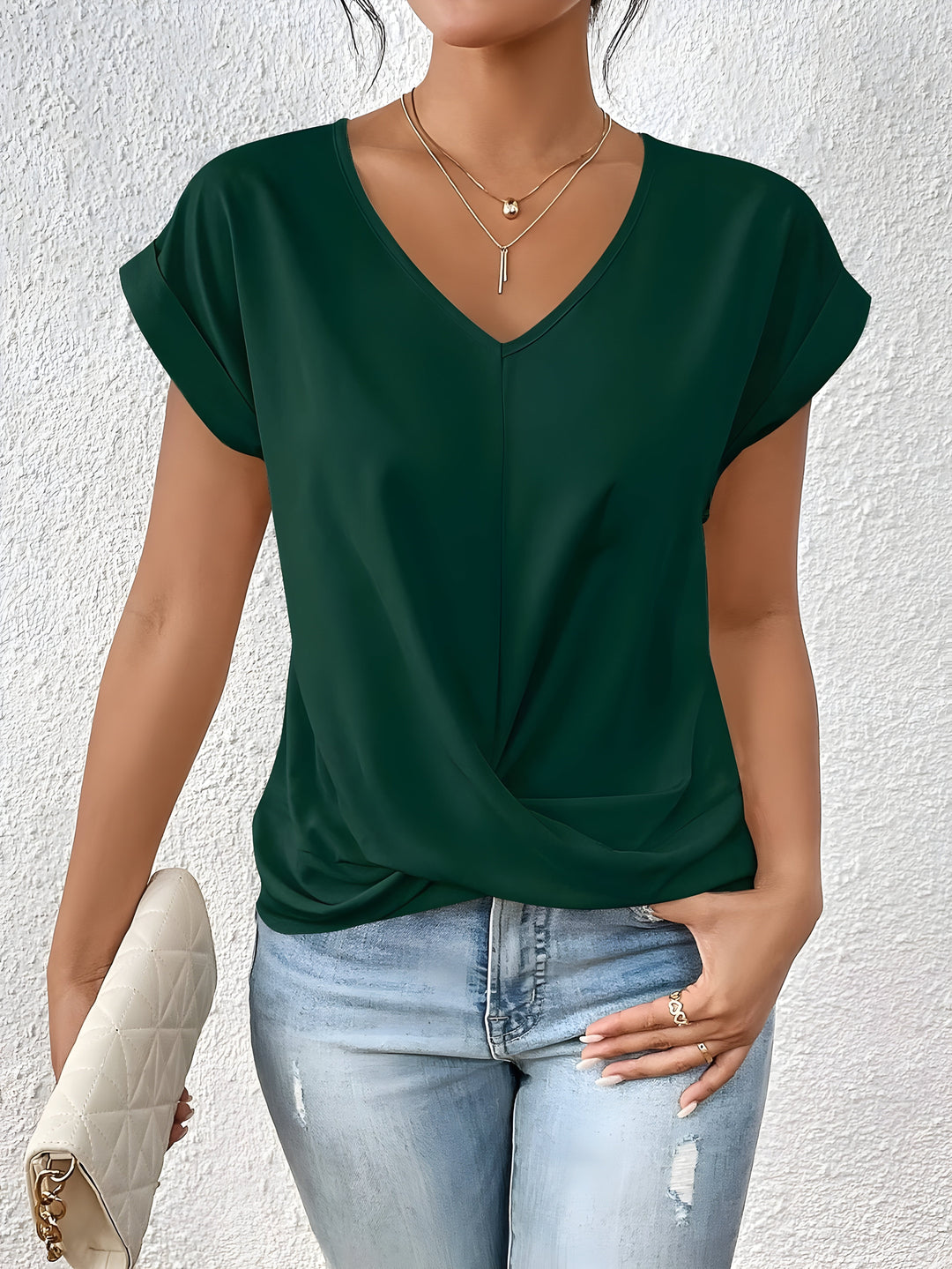 Kathrina | Elegant Twist-Front V-Neck Top