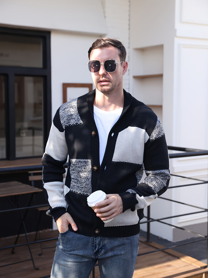 Vincent | Color-Blocked Button-Up Cardigan