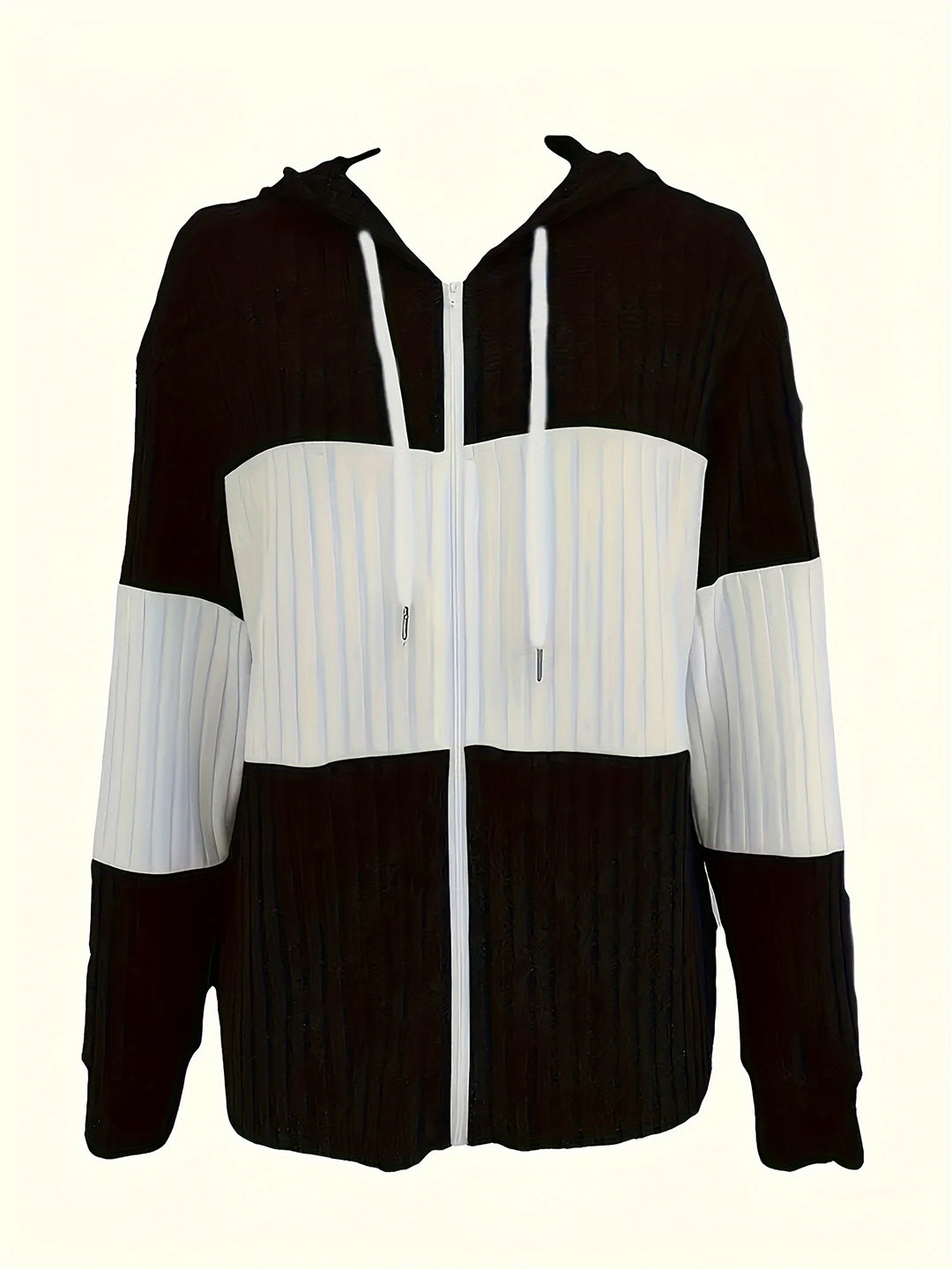Cecilia | Textured Colour-Block Hooded Jacket