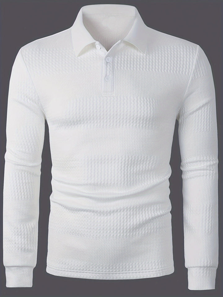 Fletcher | Textured Long-Sleeve Polo Shirt