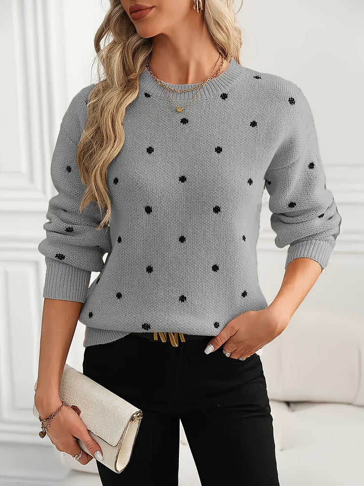 Isabel | Polka Dot Crew Neck Sweater