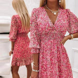 Penelope | Elegant Floral V-Neck Dress