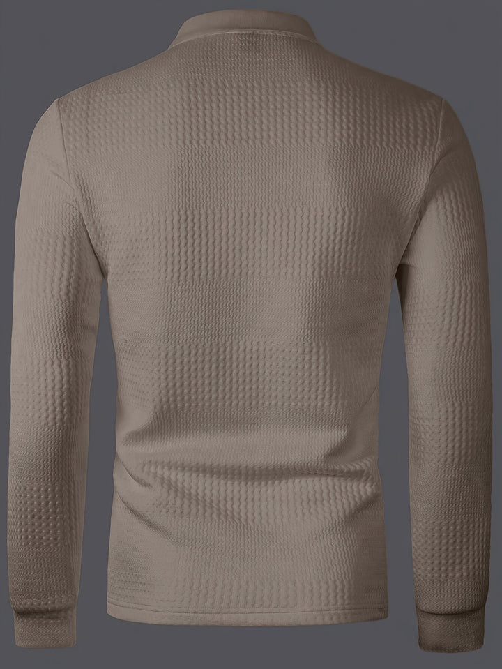 Fletcher | Textured Long-Sleeve Polo Shirt
