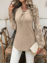 Lorna | Elegant Lace-Sleeve Longline Top