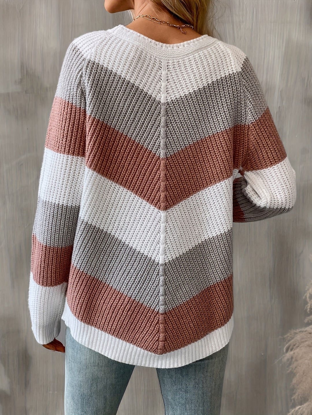 Brooke | Colorblock Chevron Knit Sweater