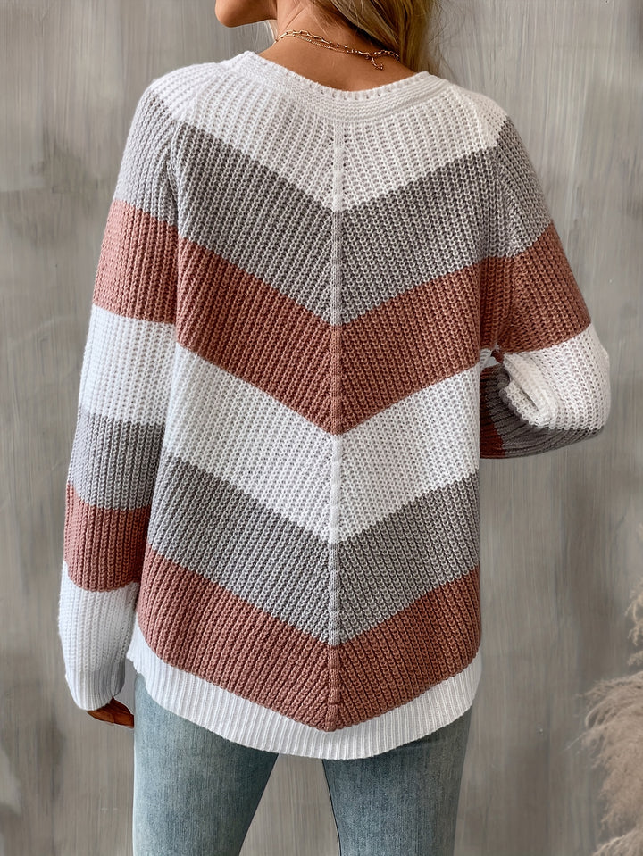 Brooke | Colorblock Chevron Knit Sweater