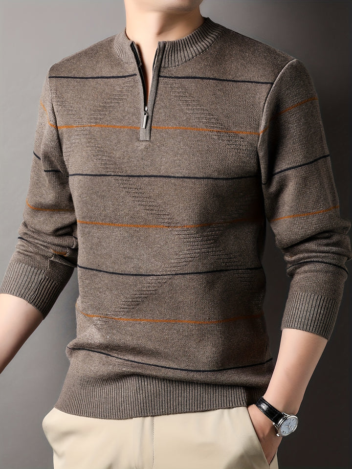 Garrick | Refined Striped Zip-Neck Sweater