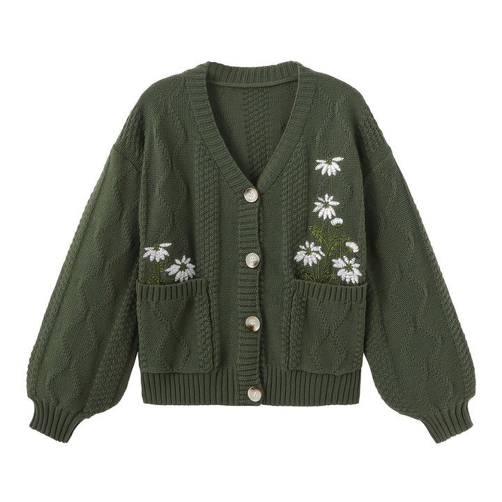 Flora | Floral Embroidered Button Cardigan