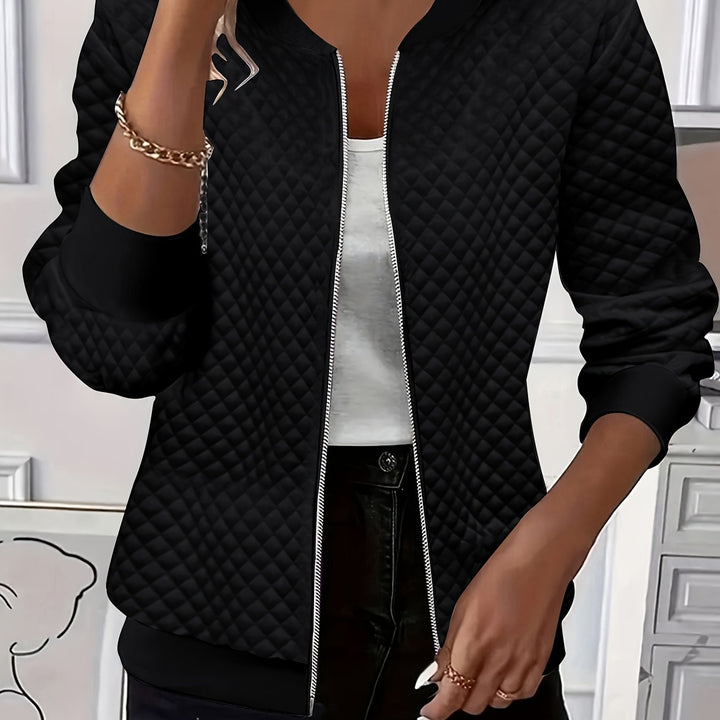 Carolyn | Quilted-Texture Baseball Jacket