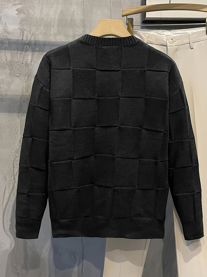 Sullivan | Textured Check Crewneck Sweater