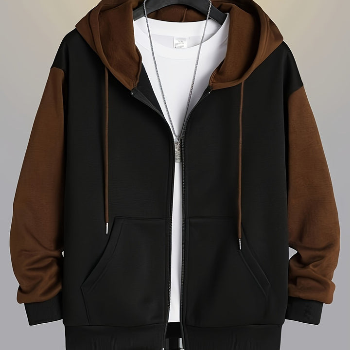 Cedric | Color Block Zip-Up Hoodie