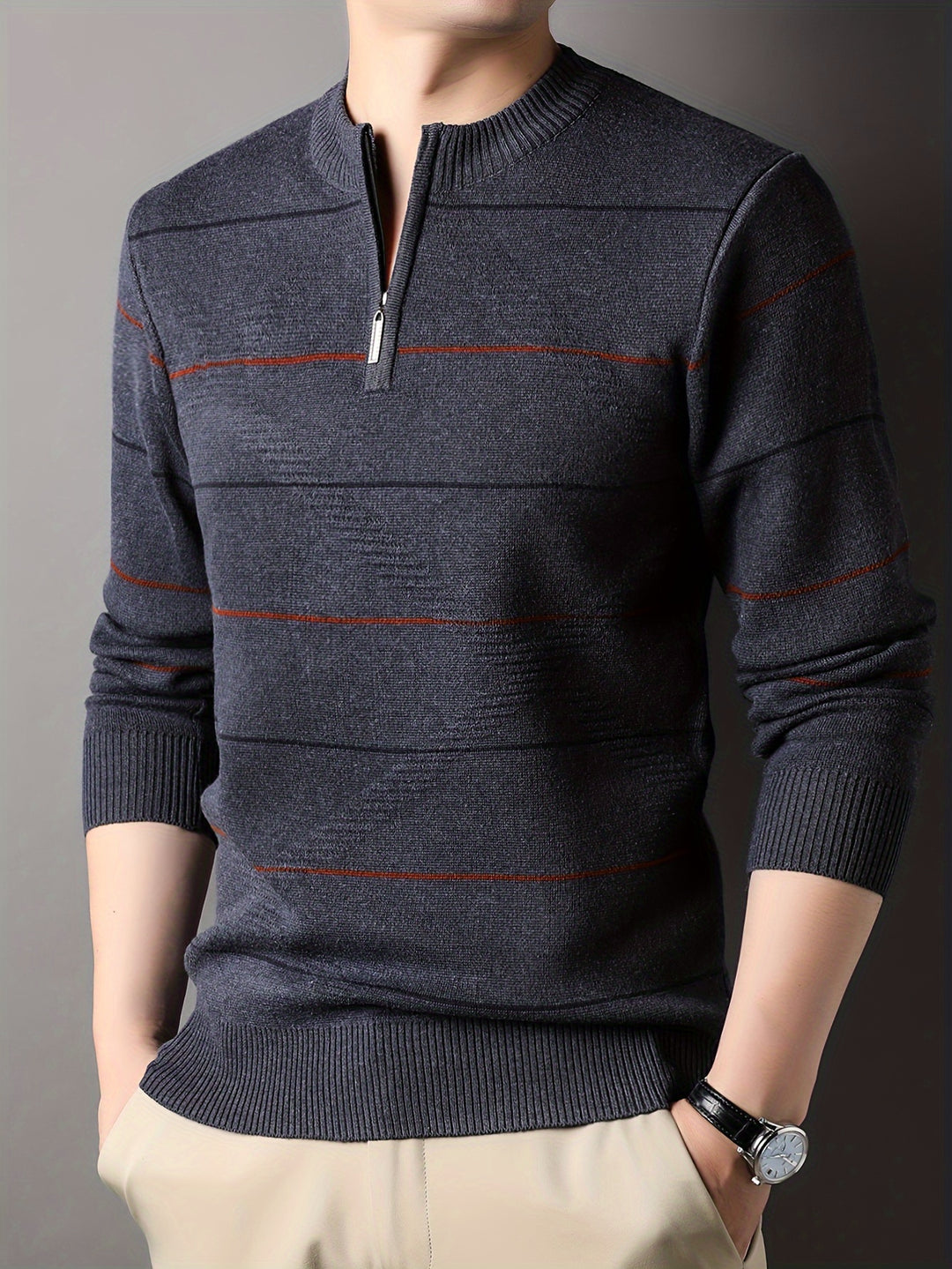 Garrick | Refined Striped Zip-Neck Sweater