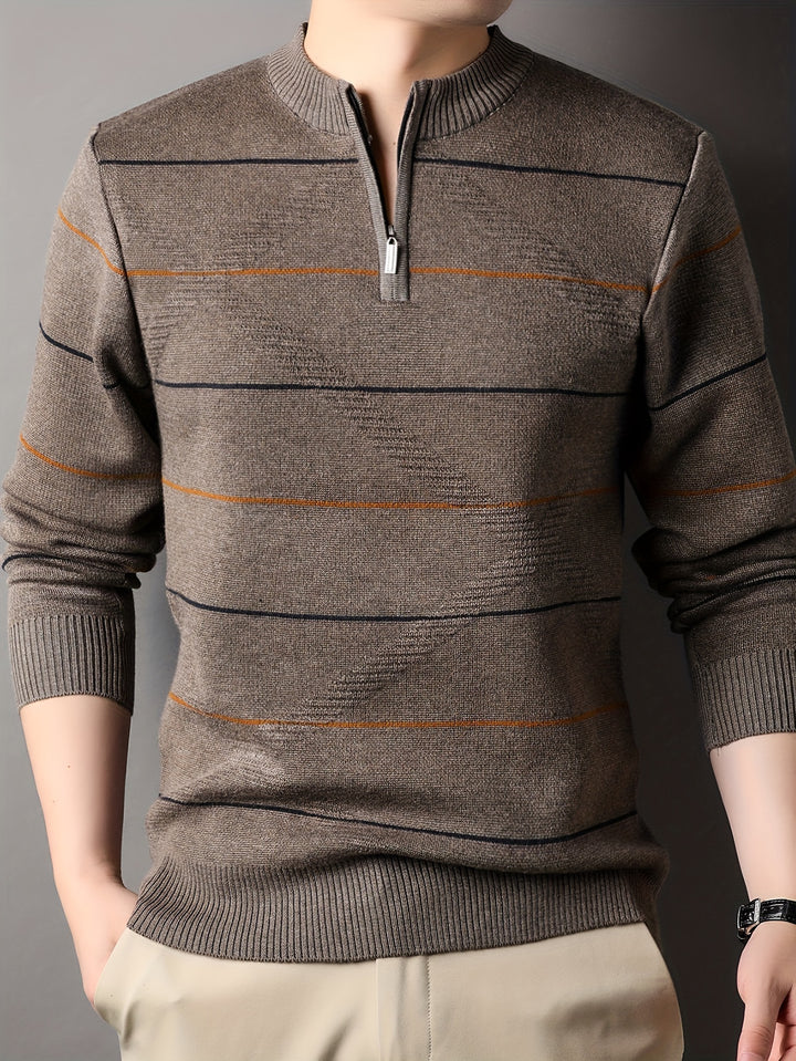 Garrick | Refined Striped Zip-Neck Sweater