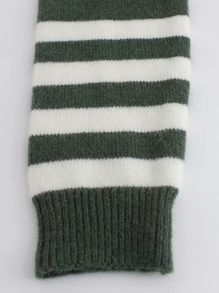 Lydia | Striped-Cuff Ribbed Sweater
