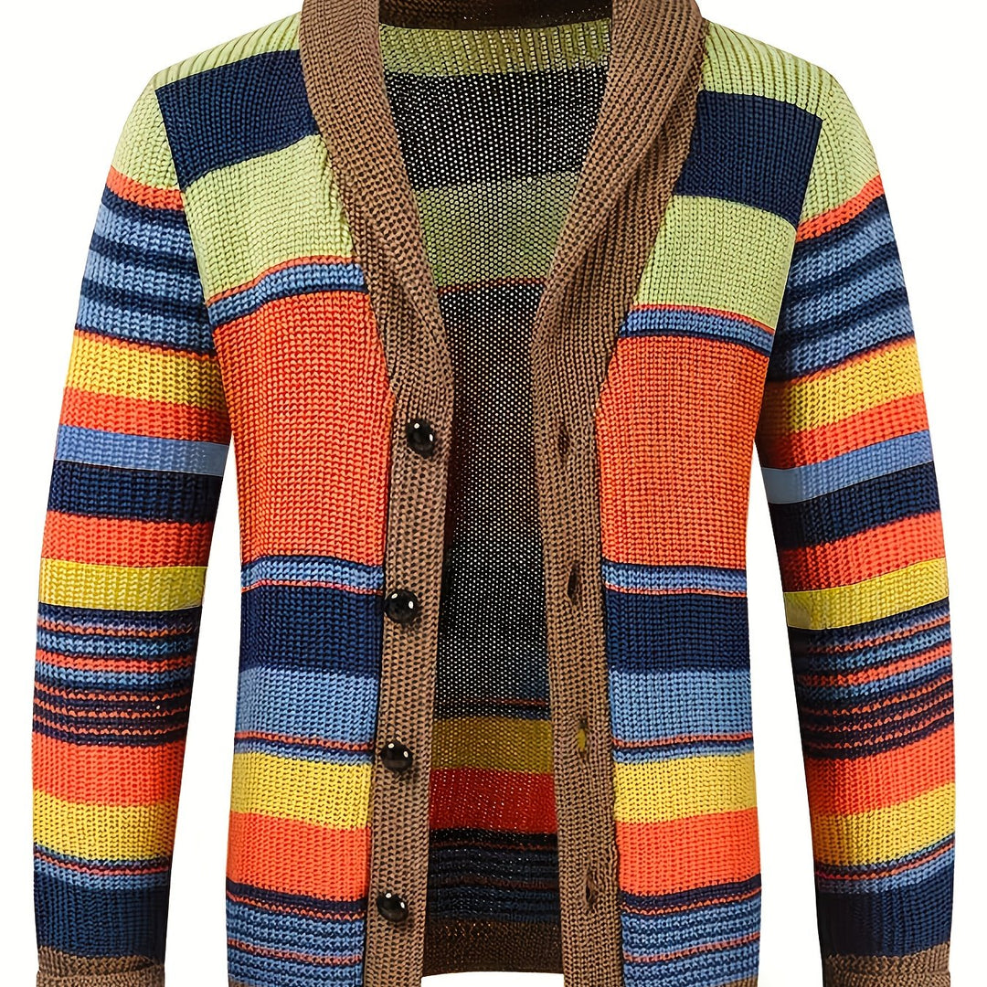 Callen | Striped Shawl-Collar Cardigan