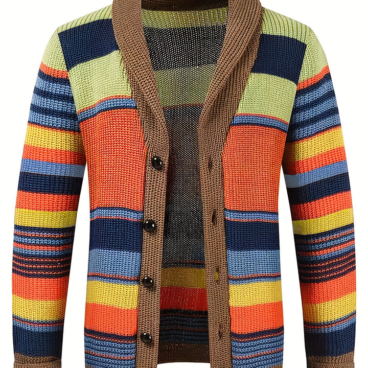 Callen | Striped Shawl-Collar Cardigan