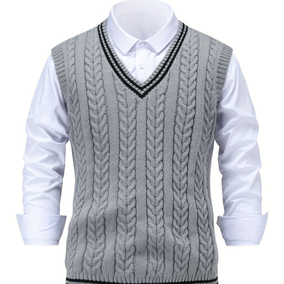 Gideon | Cable-Knit V-Neck Sweater Vest