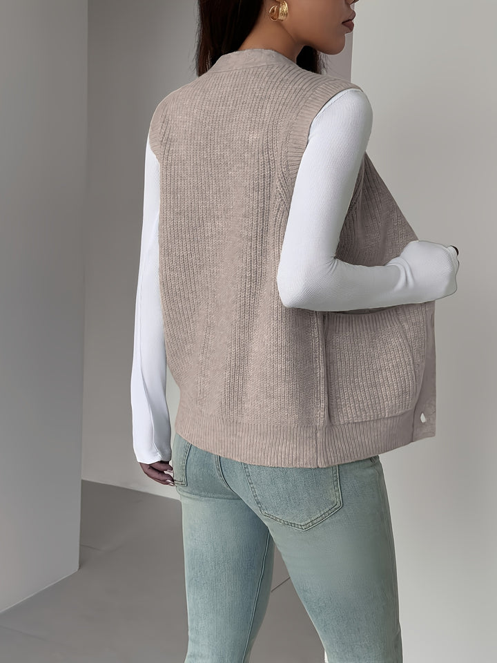 Miriam | Buttoned V-Neck Knit Vest
