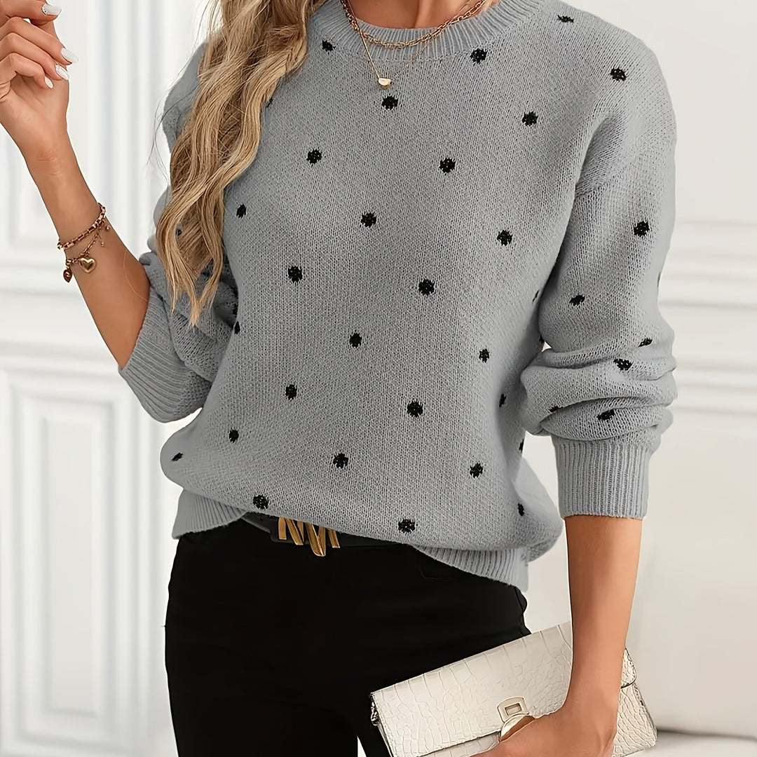 Isabel | Polka Dot Crew Neck Sweater