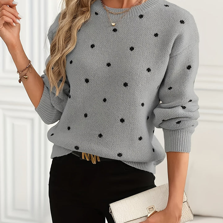 Isabel | Polka Dot Crew Neck Sweater