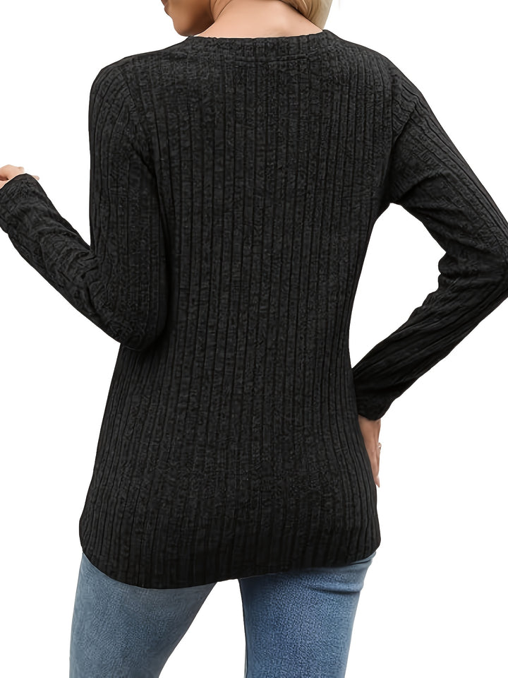 Nadia | Ribbed Button-Neck Top
